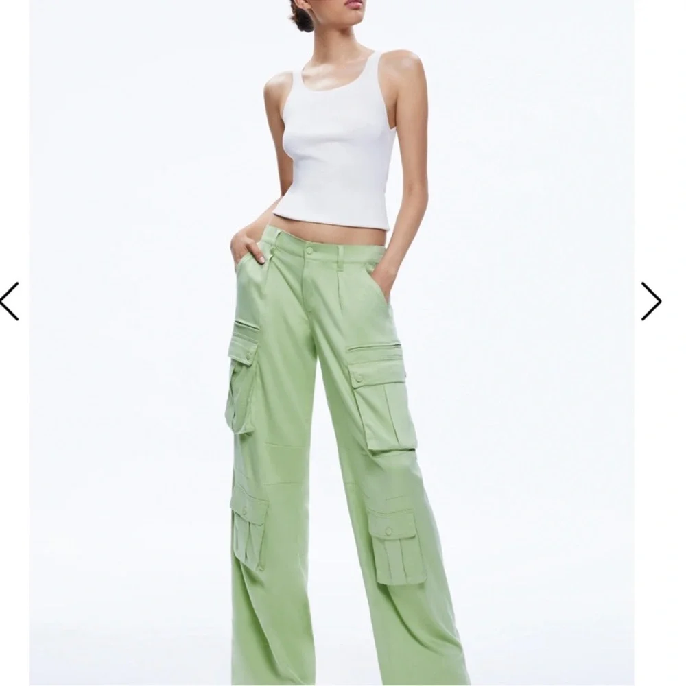 Alice + Olivia Light Green Wide Leg Cargo Pants - Picture 2 of 9